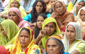 Safai Karamcharis protest against the privatisation of cleaning services at government offices in the Capital on Friday. 