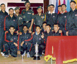 Members of the Vajra Corps team with the Western Command Adventure Cup.