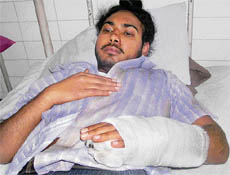 Guriqbal Singh under treatment in the Kharar civil hospital.