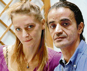 Daphne Piquet (L) an actor and director and artist Elias Tabet at Alliance, Chandigarh. 