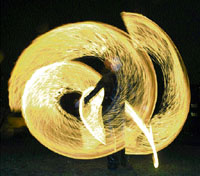 A performer of a Belarussian fire theatre during a rehearsal in Minsk, on Sunday.