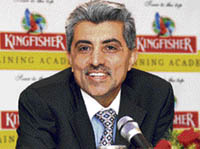 Rajesh Verma, chief mentor, Kingfisher Training Academy, and executive vice-president, Kingfisher Airlines, addresses a press conference to announce the opening of "Kingfisher Training Academy" in New Delhi on Tuesday. 