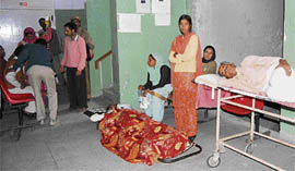 Patients in front of the CT-scan room. 