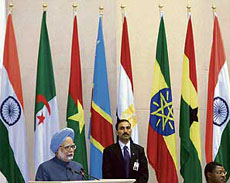 Prime Minister Manmohan Singh speaks during the inauguration ceremony of the India-Africa Forum Summit  2008 in New Delhi on Tuesday.