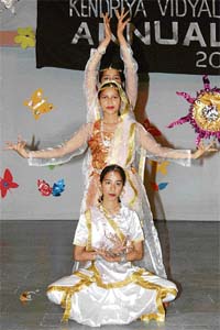Girls perform dance at the annual day fuction of Kendriya Vidyalaya, Patiala Cantt