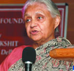 Chief Minister Sheila Dikshit addresses a function at the Observer Research Foundation in the Capital on Thursday. 