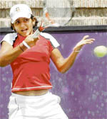 Tarranum in action during the AITA Super Series in Chandigarh