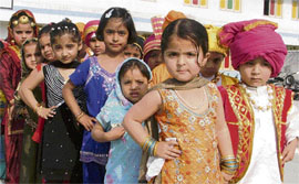 Students take part in a fashion show at GMT Public School, Ludhiana, on Friday.