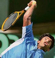 Rohan Bopanna in action against Japan's Kei Nishikori.