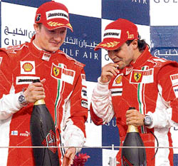 Felipe Massa and Kimi Raikkonen outpaced the rest of the grid to make it a perfect finish at the Bahrain Grand Prix