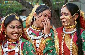 Kumaoni artistes from Almora district at the Festival of Chandigarh at Rock Garden on Saturday.
