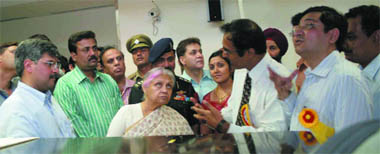 Chief Minister Sheila Dikshit at the inauguration of the third super speciality cancer centre in East Delhi on Saturday. Area MP Sandeep Dikshit is also seen.