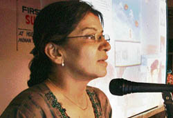 Dr Ritu Joseph addresses the delegates at Mohan Dai Cancer Hospital in Ludhiana on Saturday. 