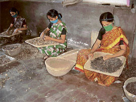 Ayurveda centres pay decent daily wages to women, who sift and clean herbs.