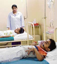 Injured boys under treatment in CMCH in Ludhiana