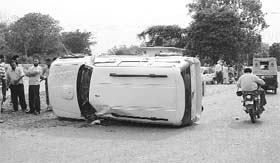 The Scorpio that rammed into the youths motorcycle in Patiala