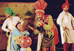 Punjabi singer Pammi Bhai performs on the last day of the Chandigarh Baisakhi Festival at Rock Garden in Chandigarh