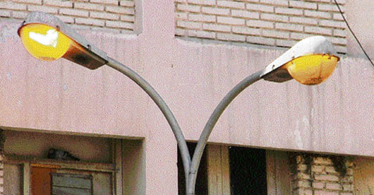 Streetlights are switched on during the day in Bhadaur House, Ludhiana. 