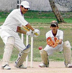 A match between National Club and Mahajan Club in progress at Government College in Ludhiana