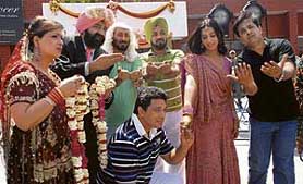 Punjabi comedians during a press conference in Chandigarh on Tuesday.