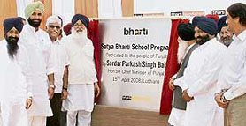 Chief Minister Parkash Singh Badal inaugurates the Satya Bharti School programme at Laddowal village on Tuesday.