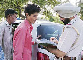 Pawan Kumar, brother of the deceased Anish, records his statement with the police.