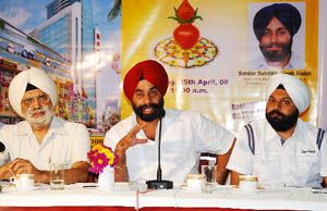 Officials of the Best Group of Companies addressing media persons in Bathinda on Friday. 