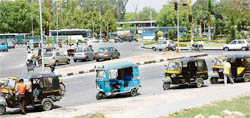 Illegally parked auto-rickshaws on the Chandigarh roads