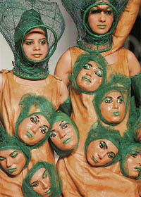 Indian models present creations by Indian designers participating in the Montana World of WearableArt (WOW) awards in New Delhi.
