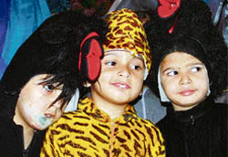 Students of KVM School take part in a fancy dress competition in Ludhiana