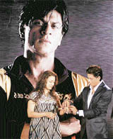 Super star and owner of Kolkata Knight Riders Shah Rukh Khan and actress Juhi Chawla during the launch of TAG Heuer professionals sports watch 