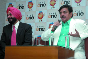 New judges of The Great Indian Laughter Challenge (Season 4), Shatrughan Sinha and Navjot Singh Sidhu at a press conference in the Capital on Monday. 