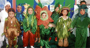 Tiny tots celebrate Earth Day at Spring Dale Senior Secondary School, Ludhiana, on Monday.