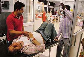 The injured being taken to the Sector 6 General Hospital in Panchkula