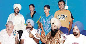 Rajmahal Productions managing director Shalinder Singh, director Baljeet Singh and members of the unit at a press conference at Khamano on Wednesday.