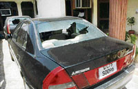 Damaged cars of Panchkula residents, who were attacked at their house in Sector 12-A, Panchkula, on Wednesday night.