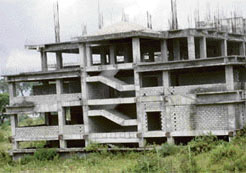 The incomplete main hospital block of the Vivekanand Medical College and Research Institute. 
