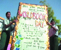 Students of Shri Ram Ashram School pose with their creation.
