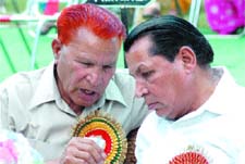 Technical education minister Ch. Swarna Ram having a word with his brother in Jalandhar on Friday