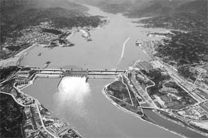 The Three Gorges dam across the Yangzte river