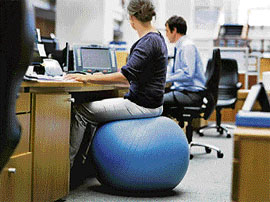 The inflatable Swiss ball can tone up any part of the body.