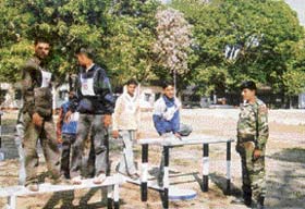 Candidates at the SSB coaching course being put through a command task at Tezpur