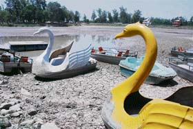 The Karna Lake, a tourist attraction along the NH-1 in Karnal, has dried up as the adjoining feeder canal has no water