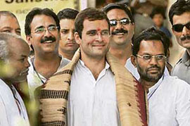 AICC general secretary Rahul Gandhi at Kanker in Chhattisgarh on Saturday.