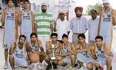 City lads, who emerged winners in the 59th Junior Punjab Basketball Championship along with their coaches at Guru Nanak Stadium in Ludhiana.