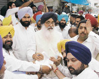 Chief Minister Parkash Singh Badal launches the election campaign in Amritsar for the forthcoming byelection scheduled for May 22.