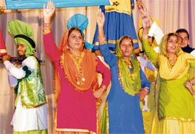 Students perform during a cultural function in Chandigarh on Wednesday.