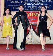 Students of Government Polytechnic present a fashion show during the annual prize distribution function in Ludhiana on Wednesday.