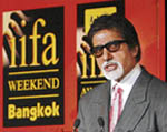 Bollywood actor Amitabh Bachchan speaks during a news conference of the International Indian Film Academy (IIFA) awards in Bangkok on Wednesday.
