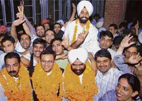 Winners of the Punjab and Haryana High Court Bar Association elections in Chandigarh